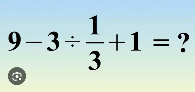 9-3 ÷ (1/3) + 1 = ?