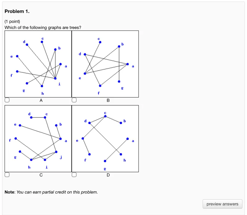 Which of the following graphs are trees?