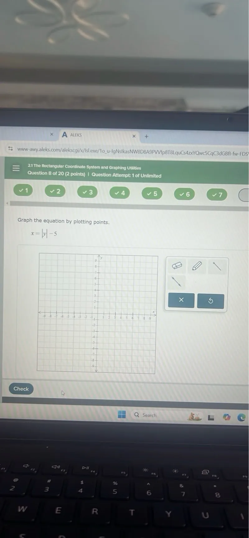 Graph the equation by plotting points.

x = y - 5