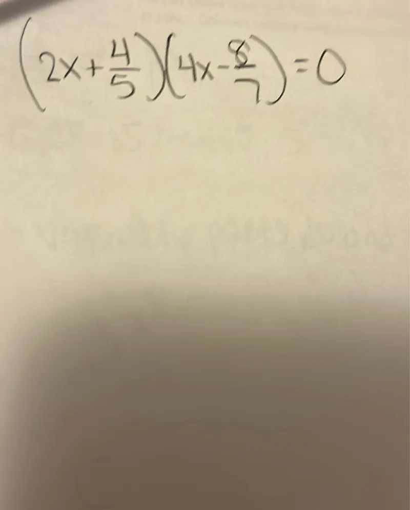 (2x + 4/5)(4x - 8/7) = 0