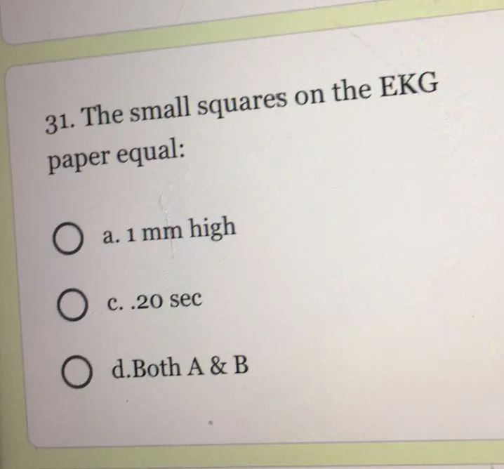 The small squares on the EKG paper equal: