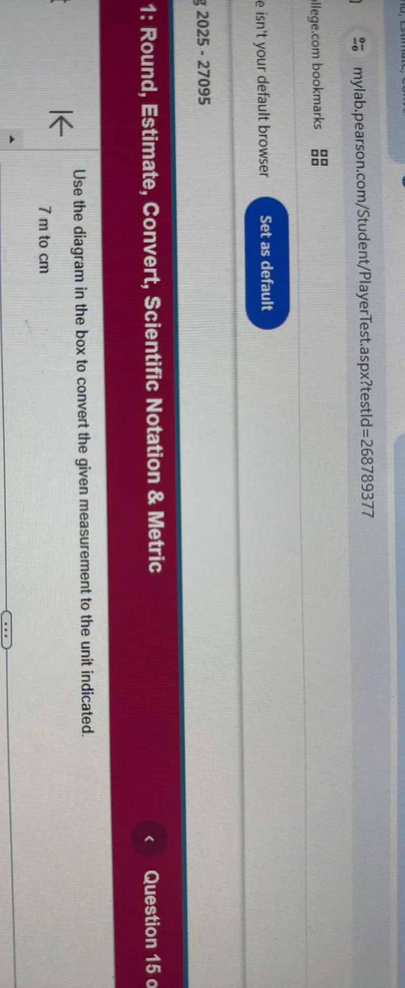 Use the diagram in the box to convert the given measurement to the unit indicated. 7 m to cm