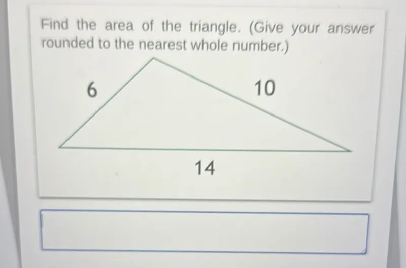 Find the area of the triangle. (Give your answer rounded to the nearest whole number.)