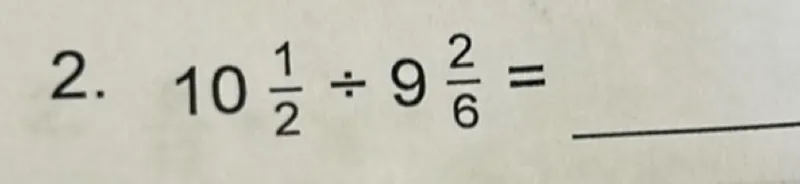 10 1/2 ÷ 9 2/6 =