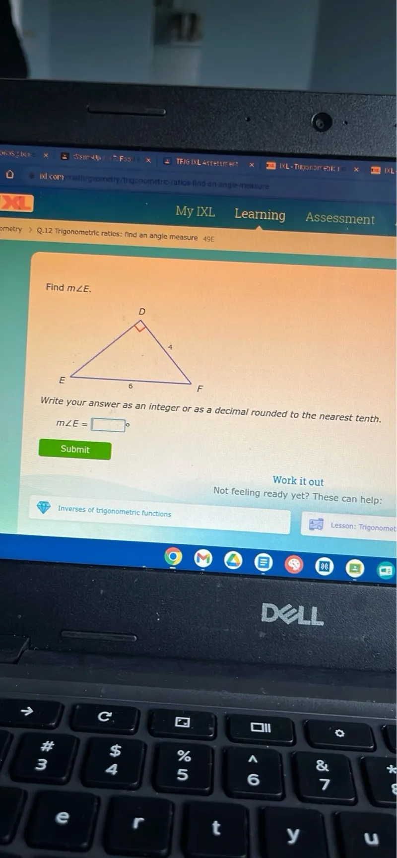 Find m angle E.

Write your answer as an integer or as a decimal rounded to the nearest tenth.

m angle E =