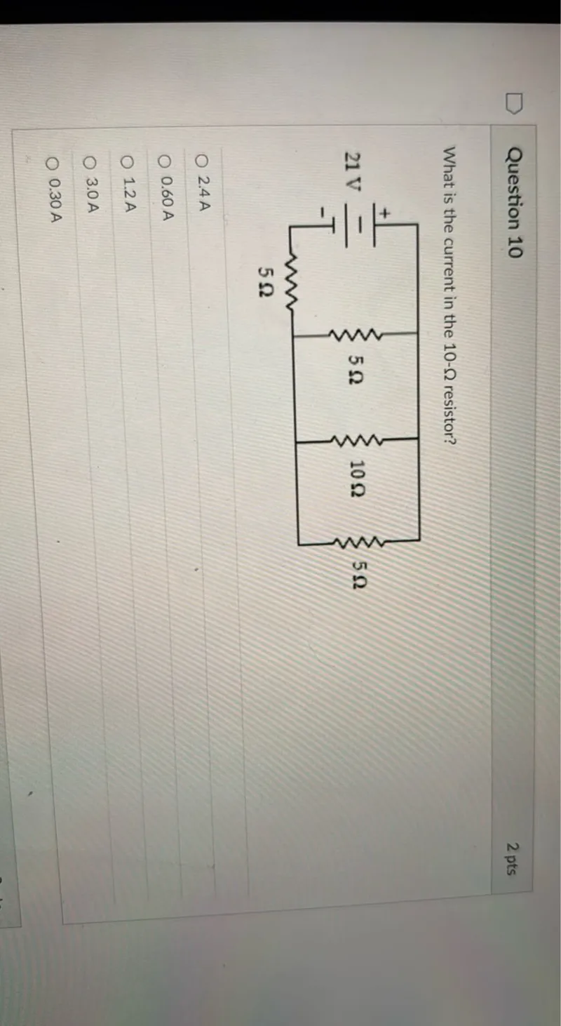 What is the current in the 10-Ω resistor?