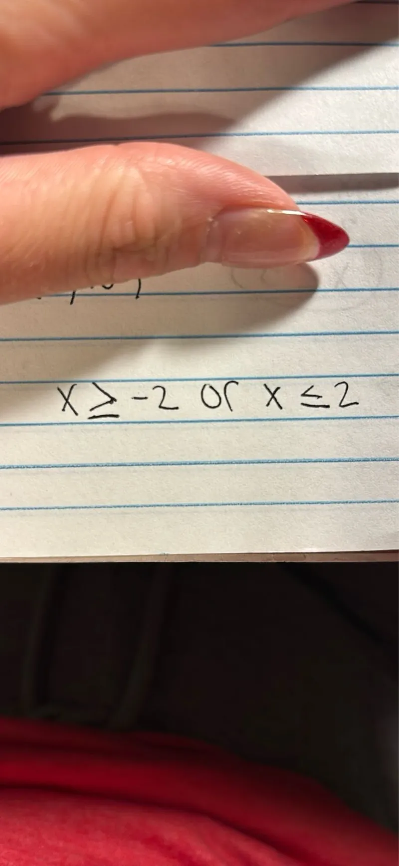 x ≥ -2 or x ≤ 2