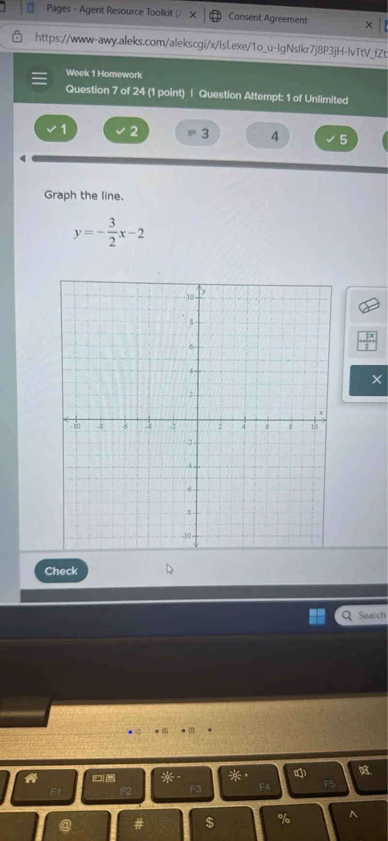 Graph the line.
y = -(3/2)x - 2