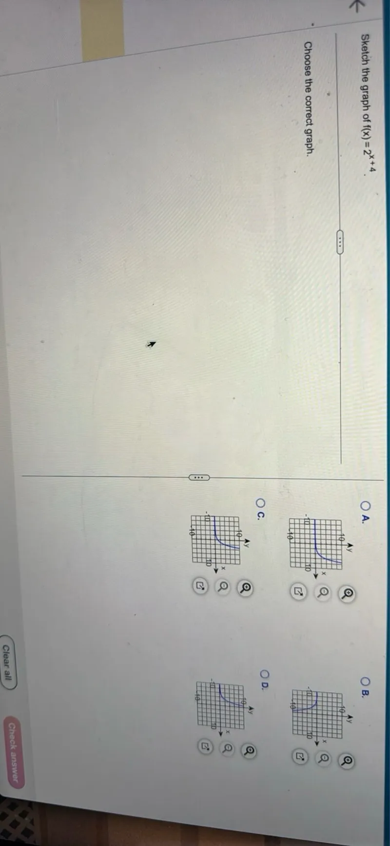 Sketch the graph of f(x) = 2^(x+4).