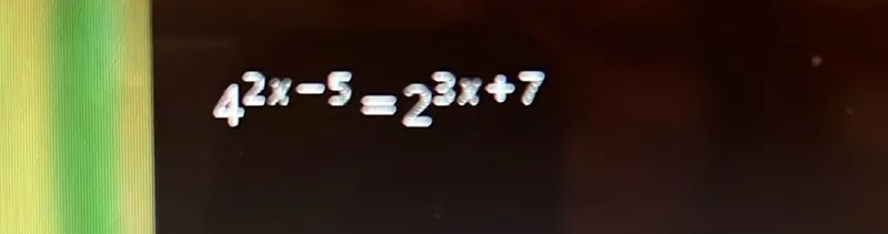 4^(2x-5) = 2^(3x+7)