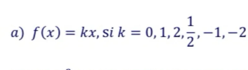 a) f(x)=k x, si k=0,1,2, 1/2,-1,-2