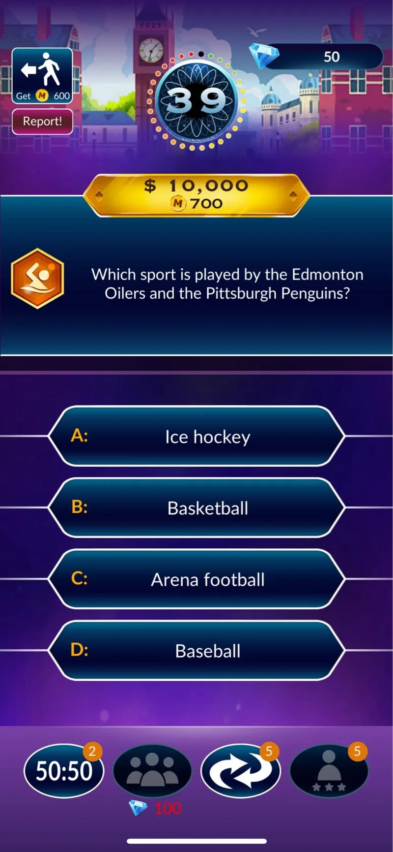 Which sport is played by the Edmonton Oilers and the Pittsburgh Penguins?