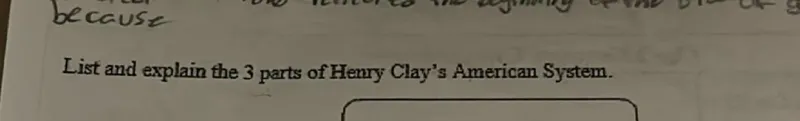 List and explain the 3 parts of Henry Clay's American System.