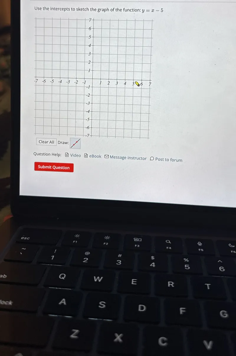 Use the intercepts to sketch the graph of the function: y=x-5