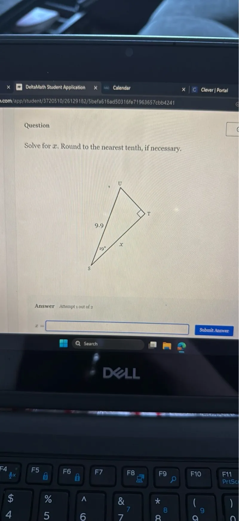 Solve for x. Round to the nearest tenth, if necessary.